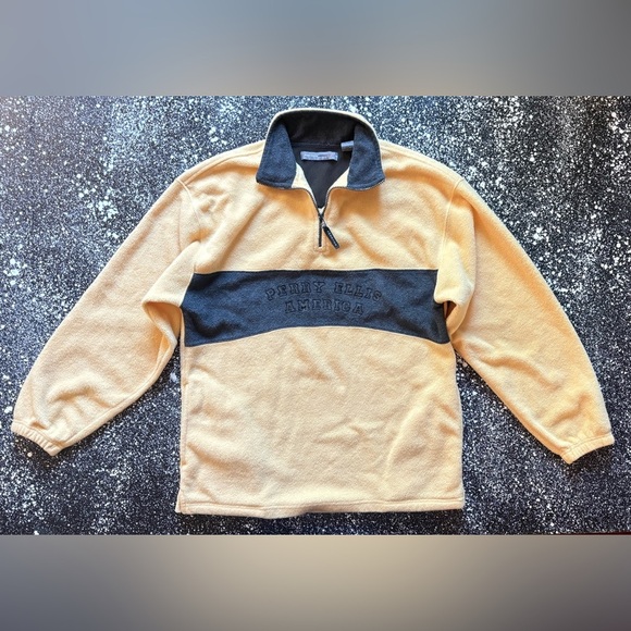 Vintage 90s Perry Ellis America 1/4 Zip Fleece Sweatshirt Size Medium - Picture 2 of 5
